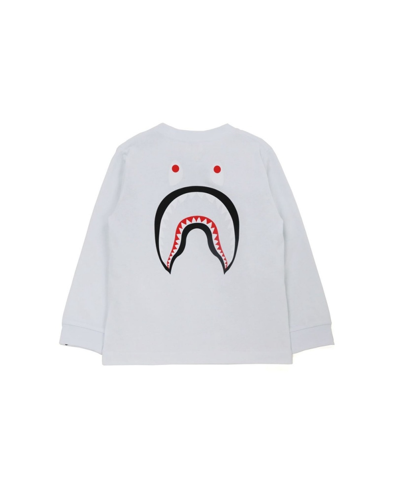 Hauts Bape WGM Shark L/S Blanche Enfant | CEK-55765352